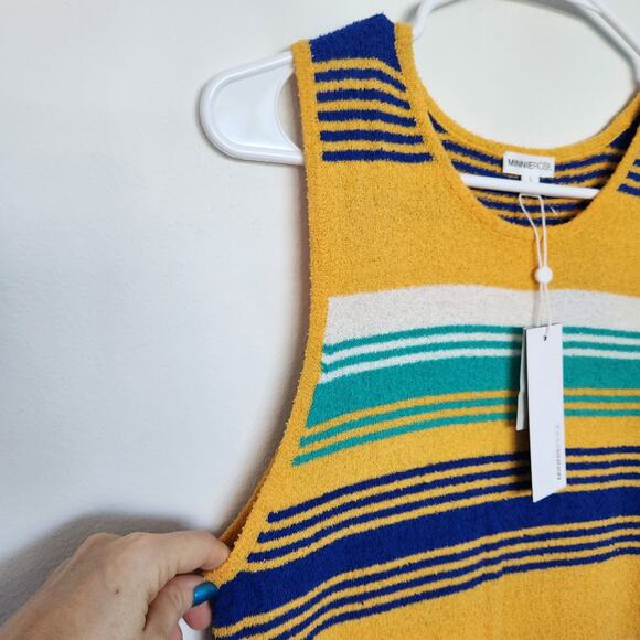 Minnie Rose Midi Tank Dress L Striped Terry Cloth Beach Resortwear Vacation - Picture 4 of 8